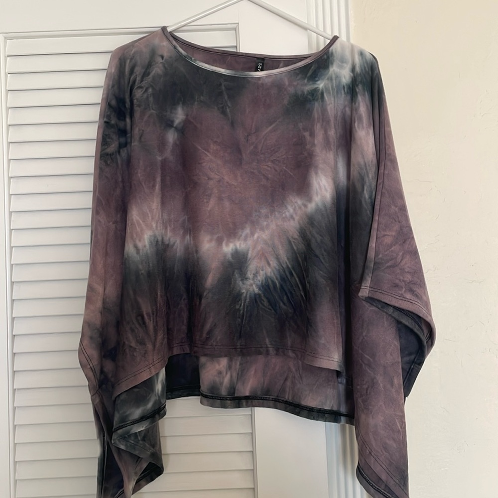 Savvi Purple tie dye cozy, multi color over head top